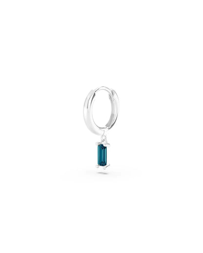 Amabile Orecchino Singolo Hoop Baguette Argento / Turchese