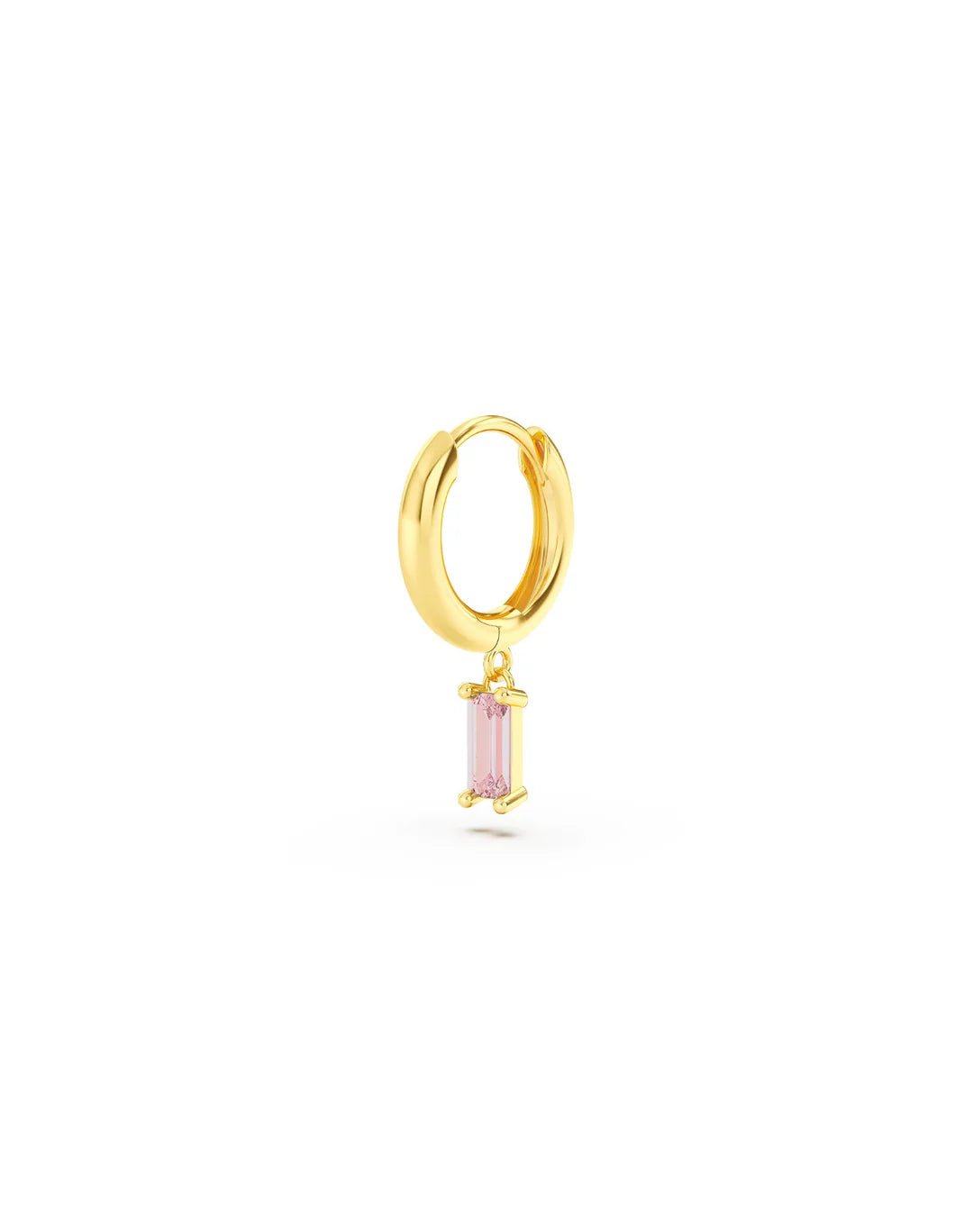 Amabile Orecchino Singolo Hoop Baguette Placcato Oro / Rosa