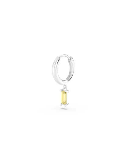 Amabile Orecchino Singolo Hoop Baguette Argento/ Giallo