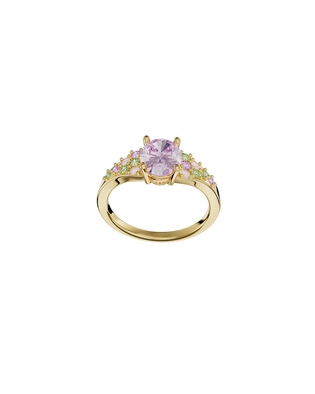 Amabile Anello Lilypad Con Pietra Lilla Placcato Oro