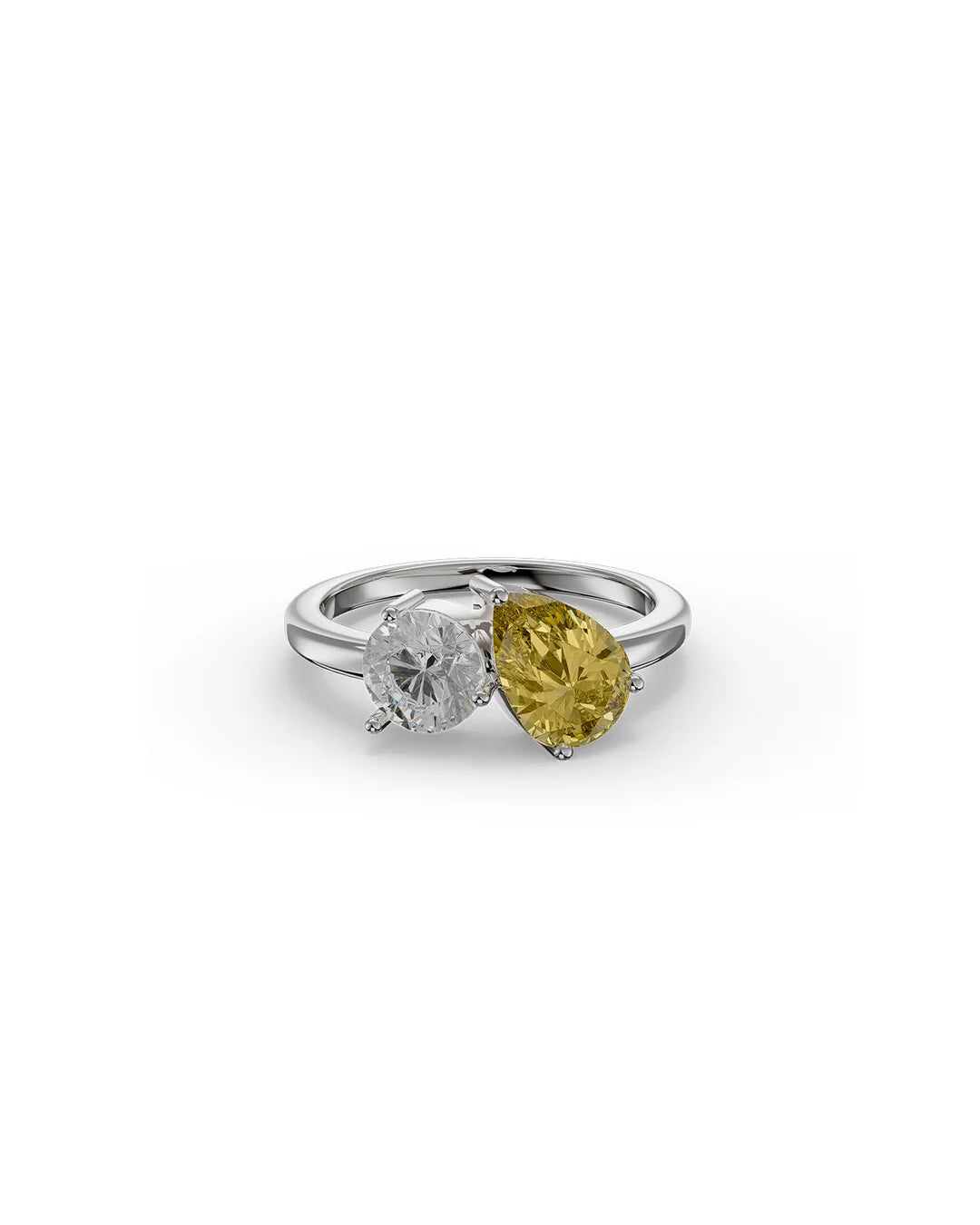 Amabile Anello Honeymoon Toi Et Moi Con Pietra Gialla Argento