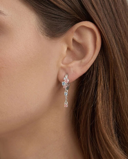 Amabile Orecchino Singolo Hoop Pink Lagoon - Argento