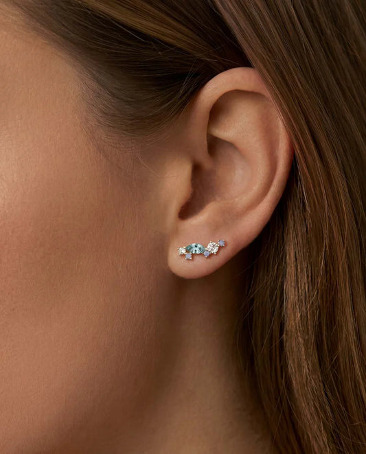 Amabile Orecchino Singolo Aquamarine Sinistro - Argento
