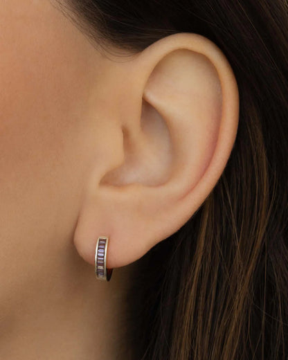 Amabile Orecchino Singolo Hoop Zirconia Argento / Lilla
