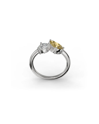 Amabile Anello Honeymoon Toi Et Moi Con Pietra Gialla Argento