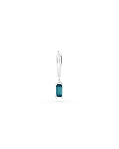Amabile Orecchino Singolo Hoop Baguette Argento / Turchese