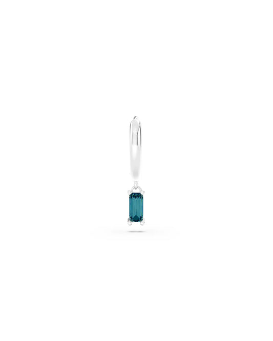 Amabile Orecchino Singolo Hoop Baguette Argento / Turchese