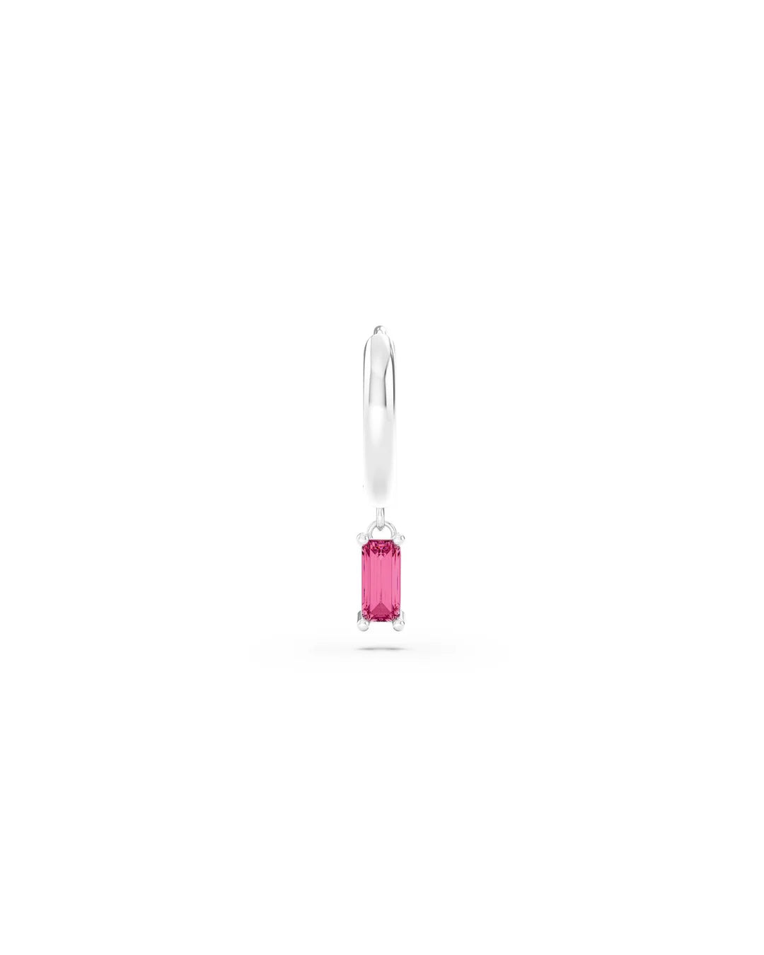 Amabile Orecchino Singolo Hoop Baguette Argento / Fucsia