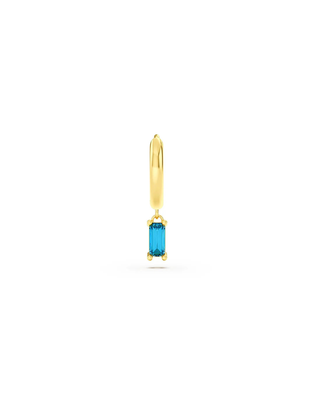 Amabile Orecchino Singolo Hoop Baguette Placcato Oro / Azzurro