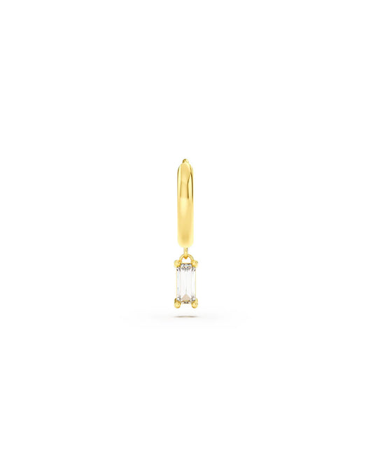 Amabile Orecchino Singolo Hoop Baguette Placcato Oro / Bianco