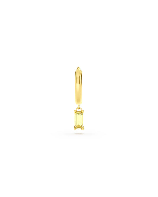 Amabile Orecchino Singolo Hoop Baguette Placcato Oro/ Giallo