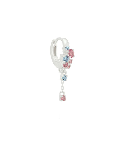 Amabile Orecchino Singolo Hoop Pink Lagoon - Argento