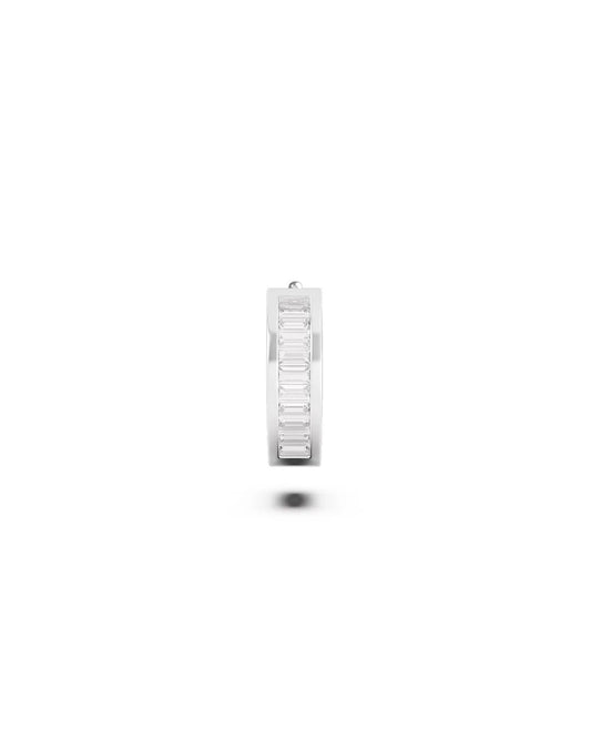 Amabile Orecchino Singolo Hoop Zirconia Argento / Bianco