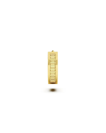 Amabile Orecchino Singolo Hoop Zirconia Placcato Oro / Giallo