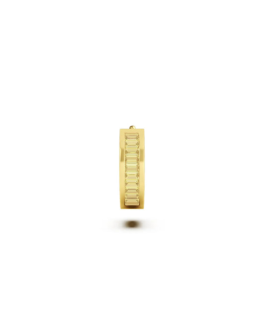 Amabile Orecchino Singolo Hoop Zirconia Placcato Oro / Giallo
