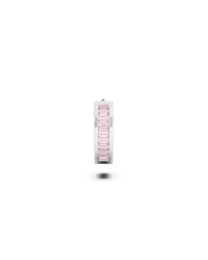 Amabile Orecchino Singolo Hoop Zirconia Argento / Rosa