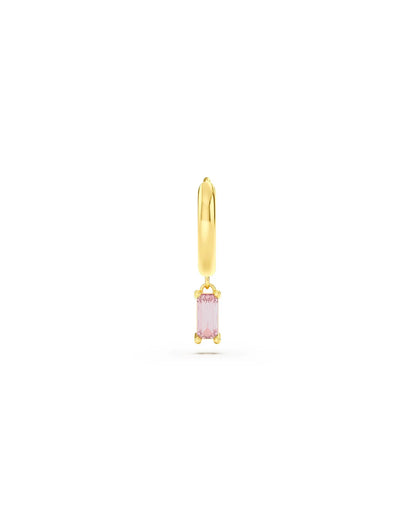Amabile Orecchino Singolo Hoop Baguette Placcato Oro / Rosa