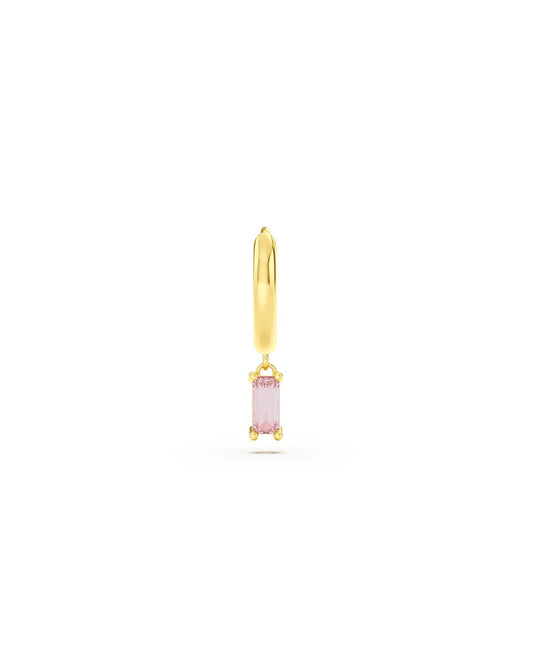Amabile Orecchino Singolo Hoop Baguette Placcato Oro / Rosa