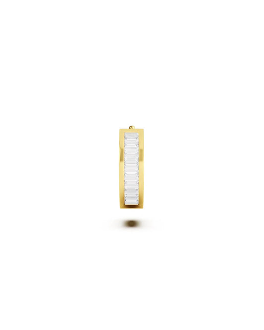 Amabile Orecchino Singolo Hoop Zirconia Placcato Oro / Bianco