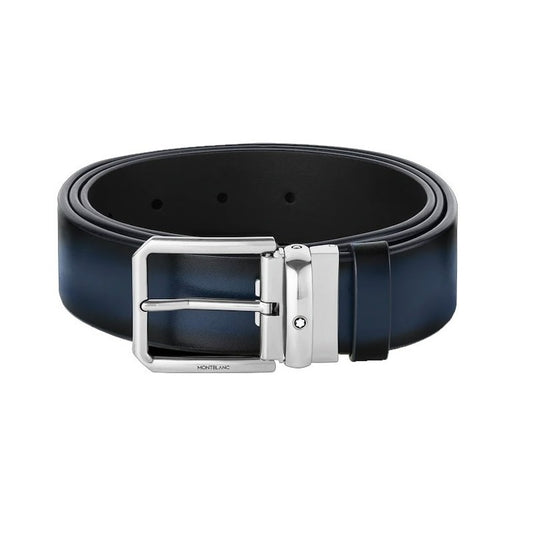 Montblanc Cintura Sfumata Blu/Nera con fibbia Rettangolare 131184