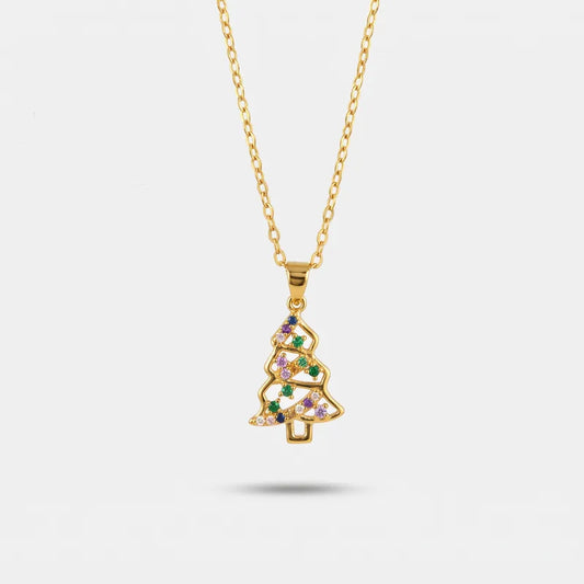 BySimon Collana in Argento con albero di Natale con Zirconi Multicolore