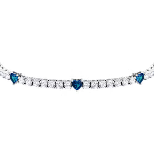 Morellato Bracciale Tennis con Zirconi Bianchi e Cuori Blu