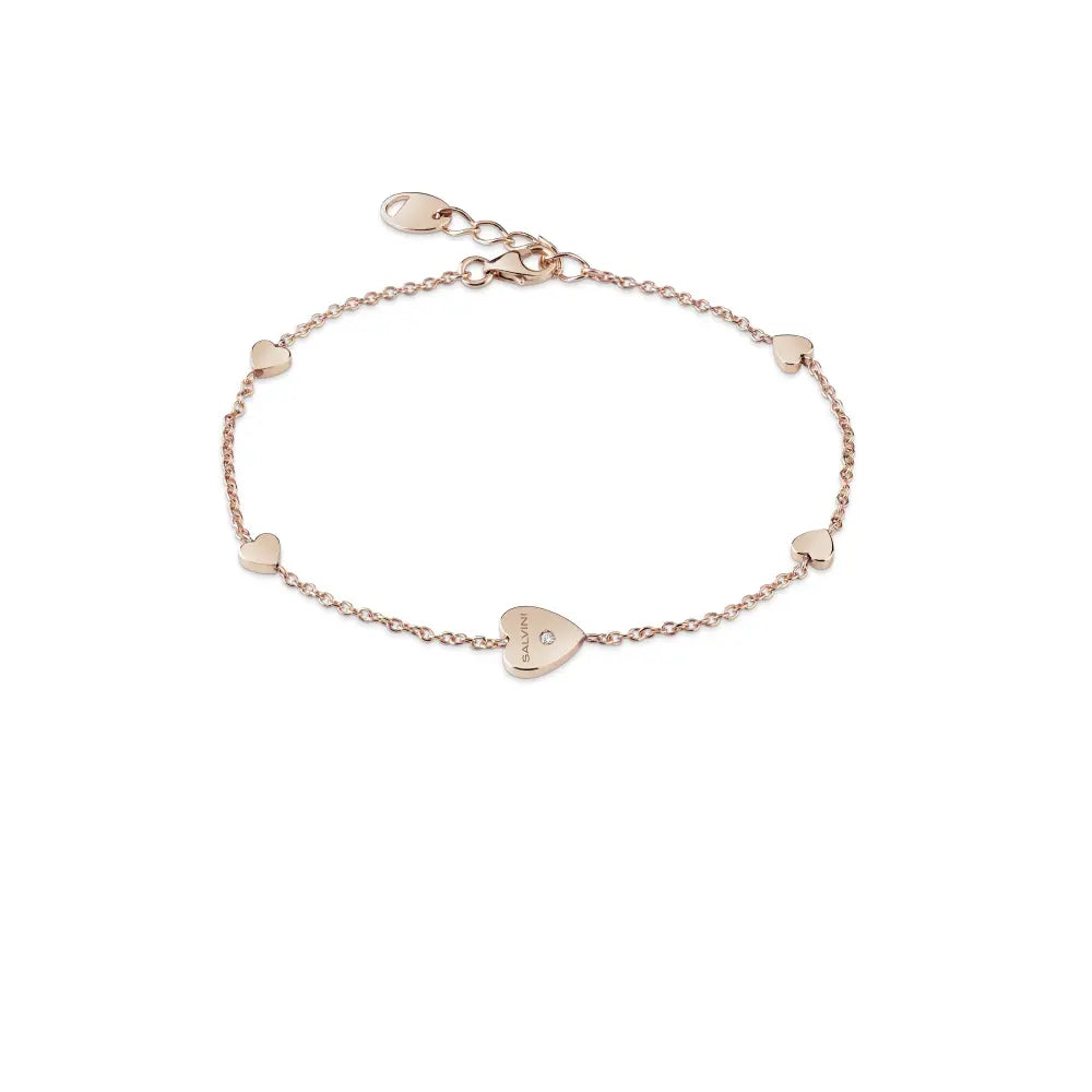 Salvini Bracciale Con Cuori e Diamante in Oro Rosa 9kt