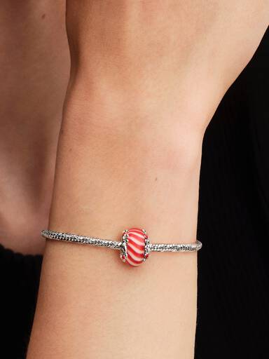 Pandora Charm Vetro di Murano Caramella di Natale