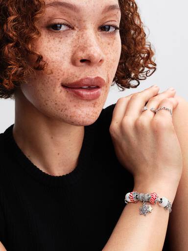 Pandora Charm Vetro di Murano Caramella di Natale