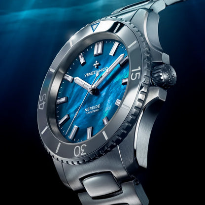 Venezianico Orologio Automatico Nereide Tungsteno Azzurro 39