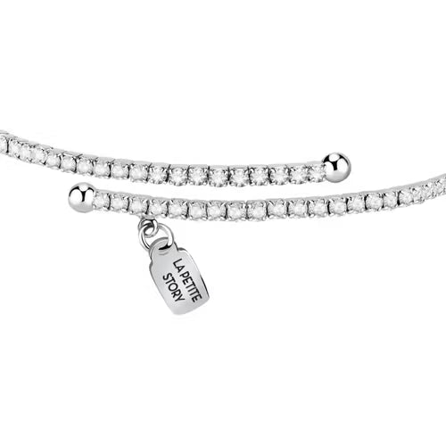 La Petite Story Bracciale Rigido Tennis con Cuore Verde