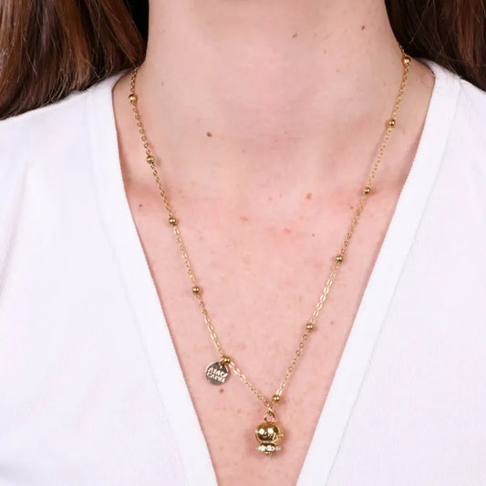 Amo Capri Campanella Dorata Portafortuna Pendente Con Cristalli