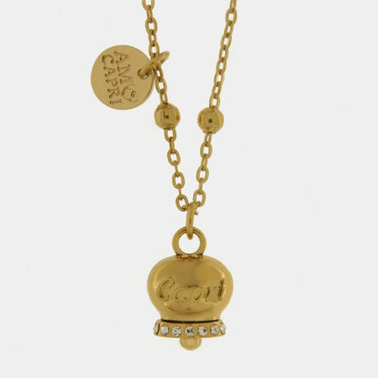 Amo Capri Campanella Dorata Portafortuna Pendente Con Cristalli