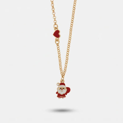 BySimon Collana in Metallo Babbo Natale e Cuore Rosso