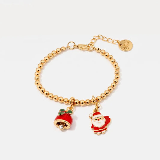 BySimon Bracciale in Metallo con pendenti Babbo Natale e Campanella