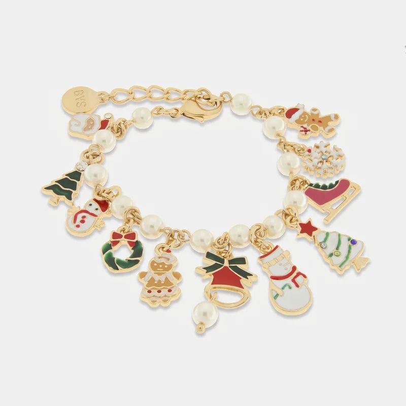 BySimon Bracciale in Metallo con Ciondoli Natalizi