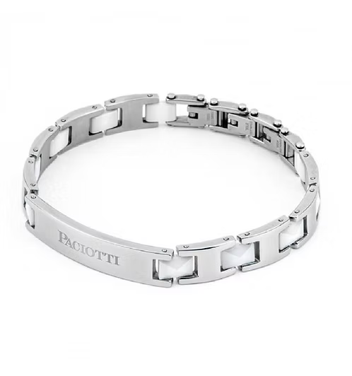 Cesare Paciotti Bracciale Uomo Con Dettagli Bianchi In Ceramica