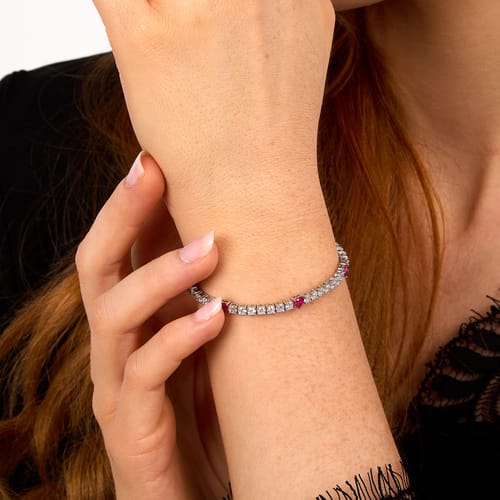 Morellato Bracciale Tennis con Zirconi Bianchi e Cuori Rossi