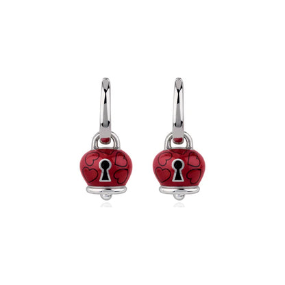Chantecler Et Voilà Orecchini Campanella Argento E Smalto Rosso con Lucchetto