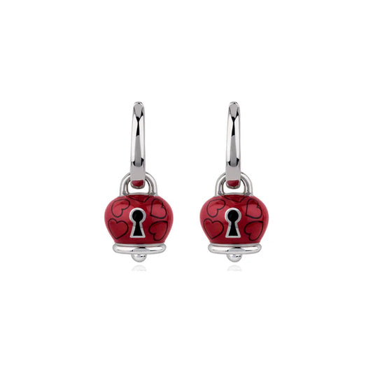 Chantecler Et Voilà Orecchini Campanella Argento E Smalto Rosso con Lucchetto