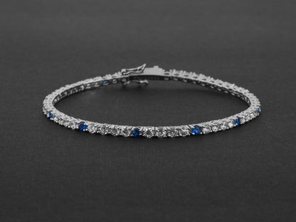 Cesare Paciotti Bracciale Uomo Tennis Zirconi Bianchi E Blu