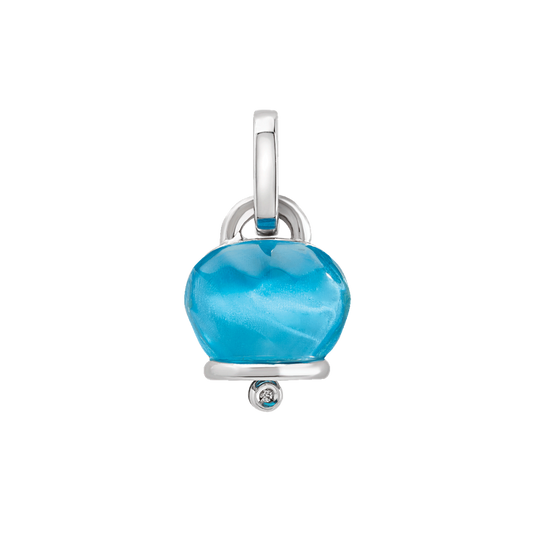 Chantecler Et Voilà Ciondolo Campanella Media In Argento E Resina Azzurra