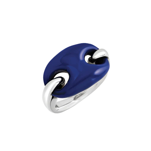 Chantecler Et Voilà Anello Capriness Maglia Marina in Argento e Bioresina Blu