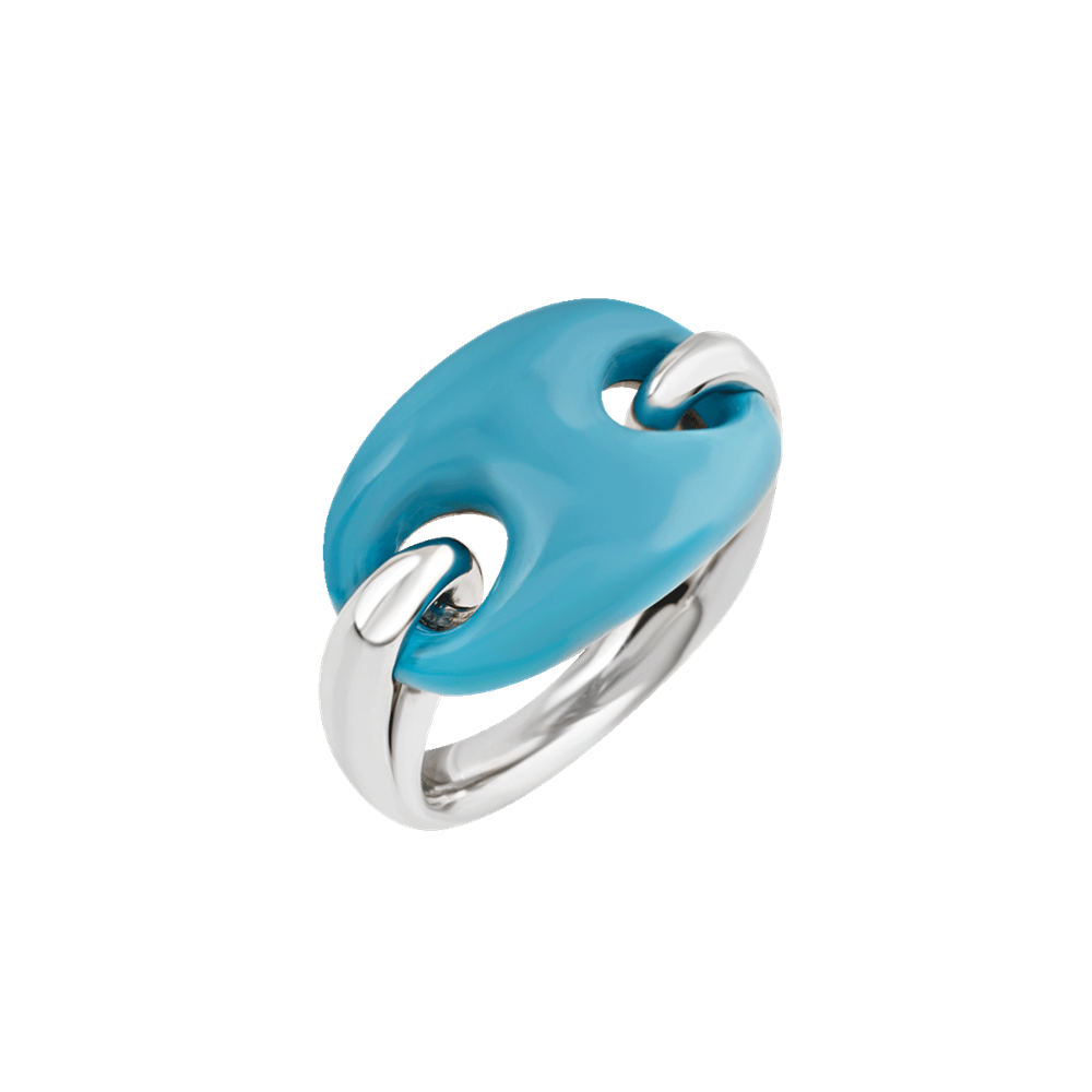 Chantecler Et Voilà Anello Capriness Maglia Marina in Argento e Bioresina Turchese