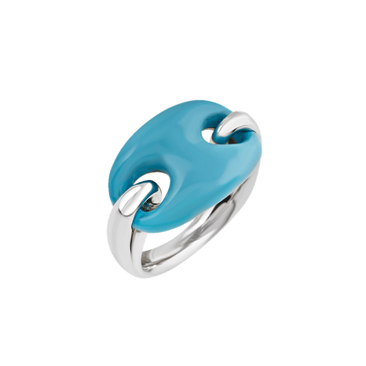 Chantecler Et Voilà Anello Capriness Maglia Marina in Argento e Bioresina Turchese