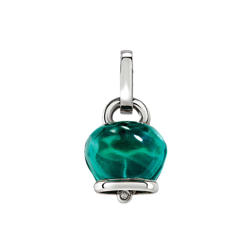 Chantecler Et Voilà Ciondolo Campanella Media In Argento E Resina Verde