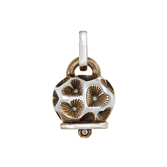 Chantecler Et Voilà Ciondolo Campanella Grande In Argento Brunito E Cuori