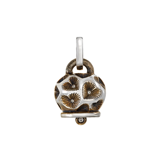 Chantecler Et Voilà Ciondolo Campanella Media In Argento Brunito E Cuori