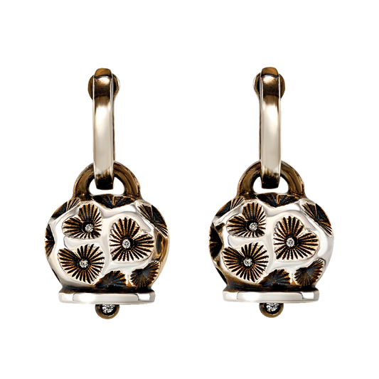 Chantecler Et Voilà Orecchini Campanella Media In Argento Brunito E Cuori