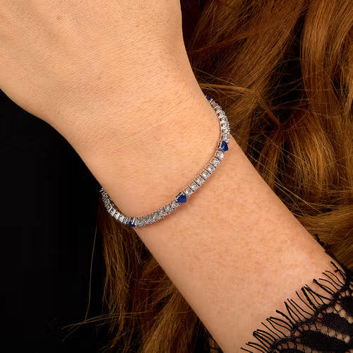 Morellato Bracciale Tennis con Zirconi Bianchi e Cuori Blu